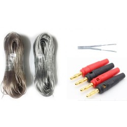 Premium Speaker Cable 26AWG (2x0.11mm) 10 Meter Long with Pure Copper Banana Plug 4ea