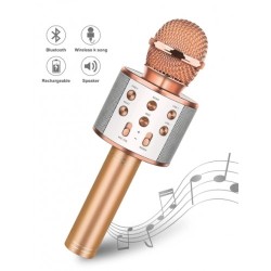 Portable Handheld Wireless Bluetooth Microphone Karaoke Speaker with 1800 mAh Rechageable Lithium Battery Rose Gold