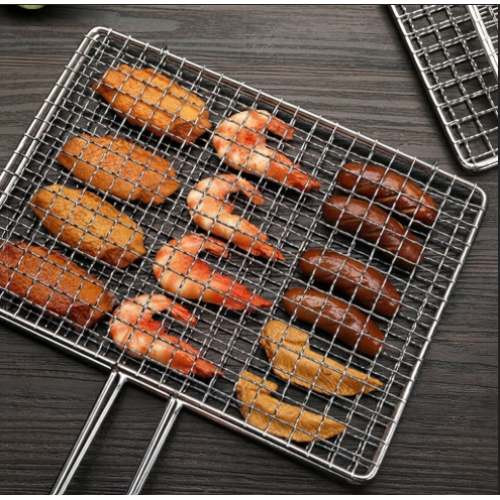 BBQ Stainless Steel Mesh Grill with Handle (20x35cm)