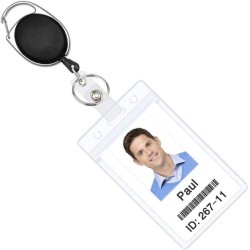 Retractable Key Ring Holder with ID Card Case Max. 60cm (12 Mixed color/Pack)