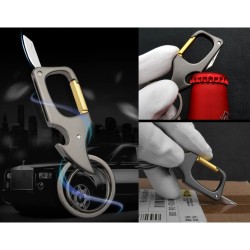 Keychain Carabiner with Bottle Opener and Knife (10ea/Disaplay Hanging Card)