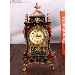 Antique Style Desk Clock with 12 Music Hourly Chiming Clock Height 28.5cm Red Chestnut- No DC Antique Style Desk Clock with 12 Music Hourly Chiming Clock Height 28.5cm Red Chestnut- No DC