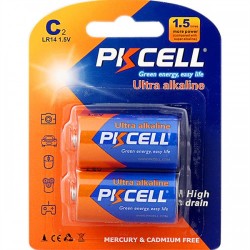 PKCELL Alkaline Battery C LR14 1.5V (2pcs/card) (6 card/Pack) Duration : 990 min PKCELL Alkaline Battery C LR14 1.5V (2pcs/card) (6 card/Pack) Duration : 990 min