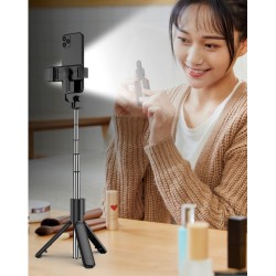 Selfie Stick Tripod with Lighting 360 Degree Rotating Extendable to 74cm Height Selfie Stick Tripod with Lighting 360 Degree Rotating Extendable to 74cm Height