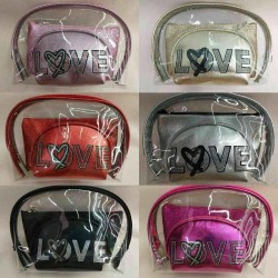 Cosmetic Bag Love CB3011 (3 pcs/Set) - (Mixed color 6 Set/Pack)