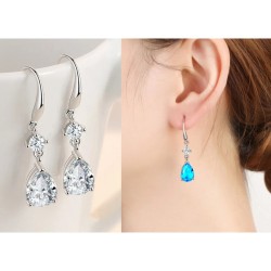 Woman Earring Sappire Diamond Clear (6ea/Pack)