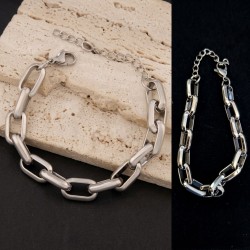 316L Stainless Steel Cuban Chain Bracelet 19cm+5cm For Women and Men