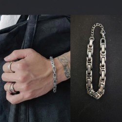 Hip Hop 316L Stainless Steel Cuban Chain Bracelet 19cm+5cm For Women and Men