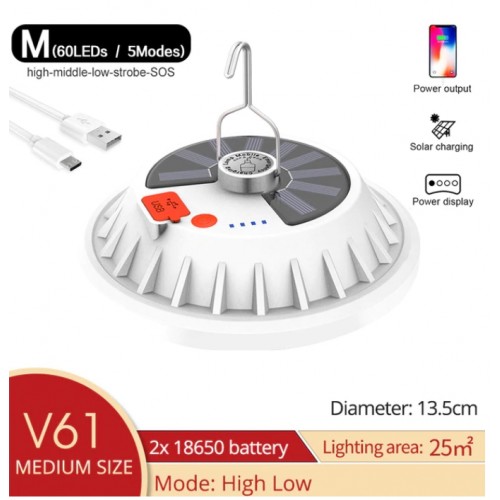 Power Camping Light Outdoor LED Bulb Lights 60 LED 60 Watt with Solar Recharging Panel