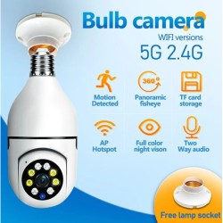 Indoor Surveillance E27 Bulb Camera with Night Vision and with Automatic Human Tracking - No DC
