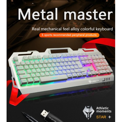 Gaming Keyboard 104Keys Backlight with Wired USB and Waterproof IPX4